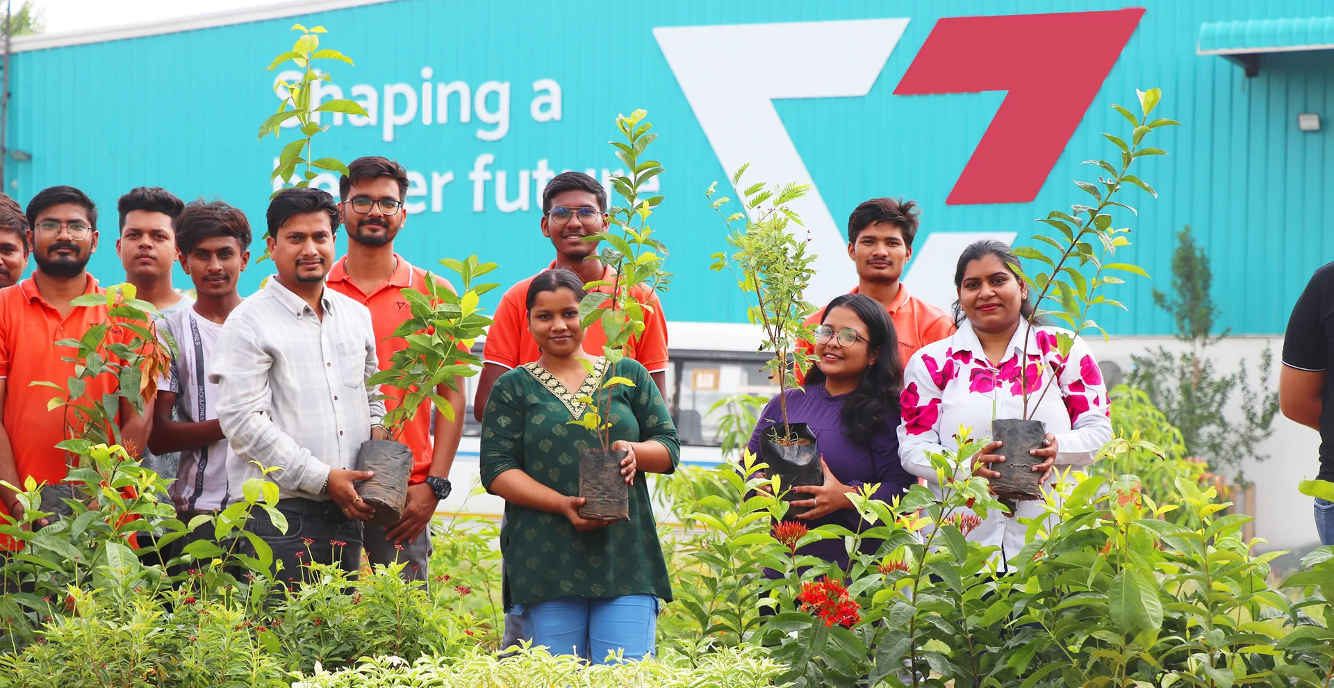 Comptech employees at a plantation drive
